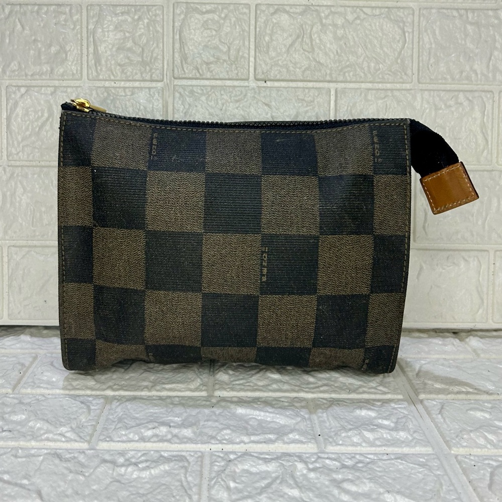 FENDI PEQUIN VINTAGE PVC COSMETIC BAG/POUCH